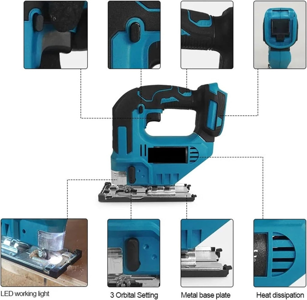 Reciprocating Saw, 2150RPM Cordless Electric Curved Saw 750W Rechargeable Jig Woodworking Cutting Power Tool For 18V Battery(1Battery)