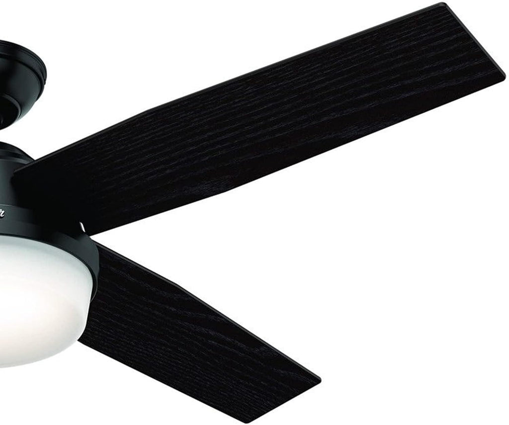 Hunter Fan 52 inch Contemporary Ceiling Fan in Matte Black with LED Light and Remote Control (Renewed)