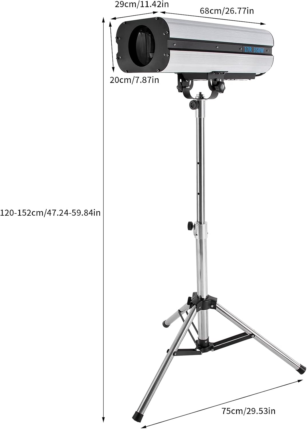 LED Stage Spotlight 350W 110V, DJ LED Lighting Follow Spot with Tripod Bracket DMX/Manual Control Follow Spot Light Adjustable Aperture 6 Colors for Party Disco Clubs Stage Effect (350W)