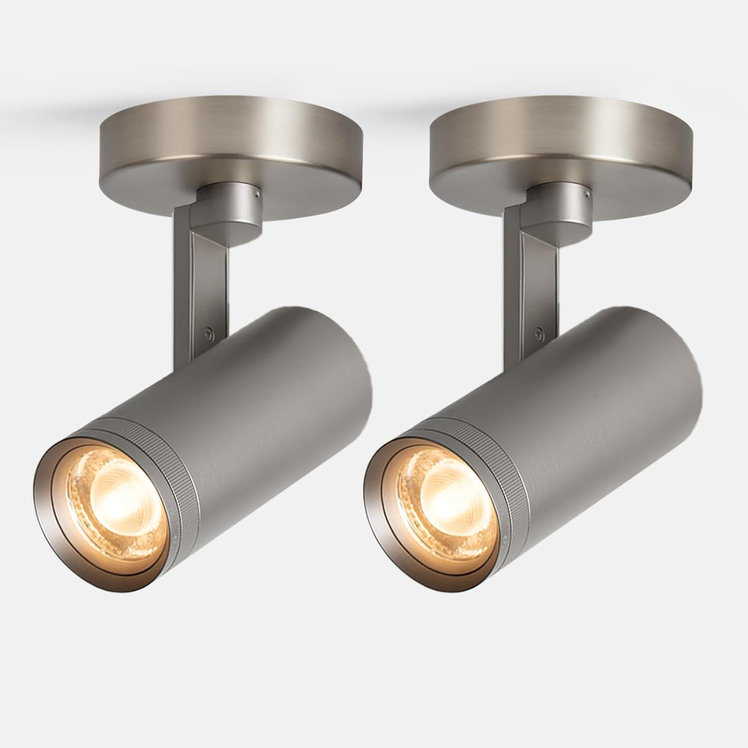 Dimmable Zoomable Spot Lights Indoor Spotlight, 12W Adjustable Angle Ceiling Spotlights for Living Room， Corridor, Picture, Accent Lighting Brushed Nickel Finish - Warm White, 2 Pack