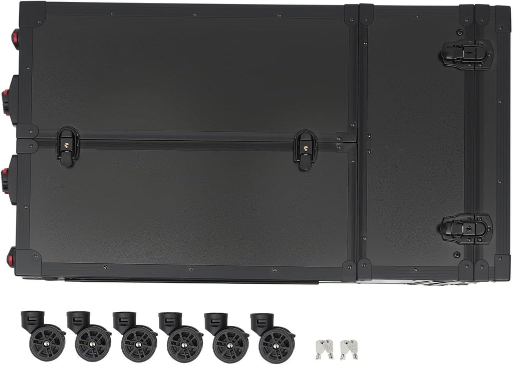 Professional Rolling Makeup Case, Beauty Classified Storage Trolley Travel Train Case with 6* Universal Wheels for Makeup Enthusiast Hair Barbers Stylist Nail Technician Black