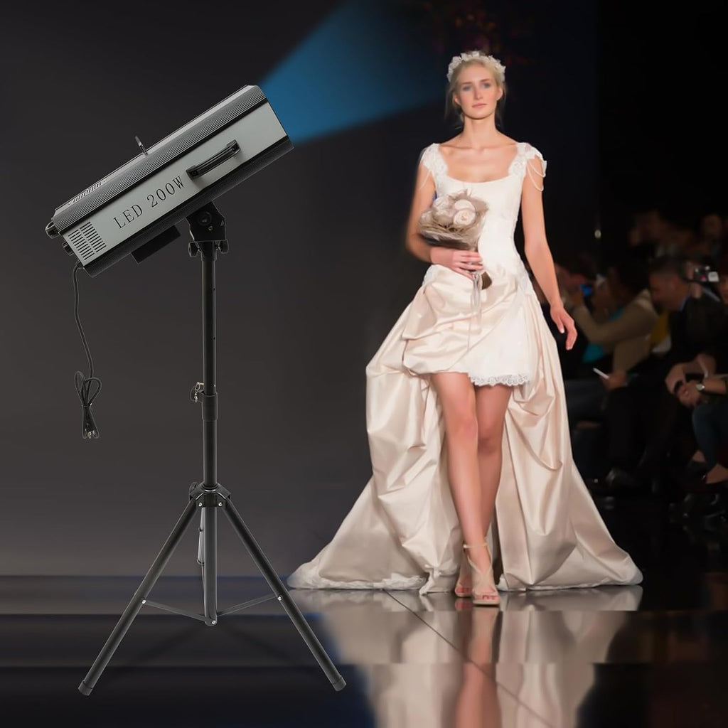 200w Led Follow Stage Spot Light with Stand, Multi-Color Stage Spotlight, Stage Spot Light, Manual Control Stagelight, Professional Performance Lights for Stage Theater Wedding Dj Performance