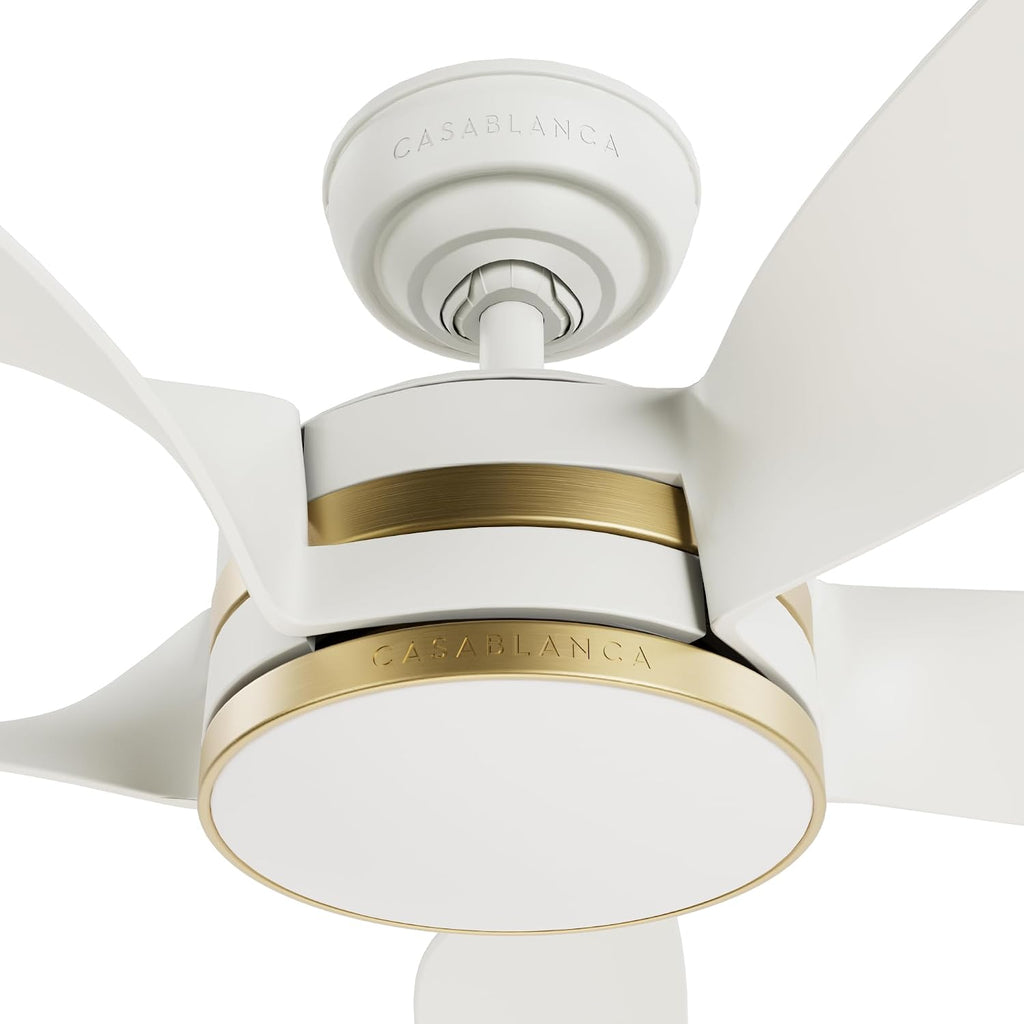 Casablanca Fan 52 inch Ceiling Fan with Light and Remote, Outdoor or Indoor White Ceiling Fan for Porch, Living Room, Office, Kitchen, Garage, 5 Blades (Renewed)