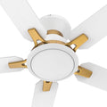 CEME 52' Smart Flush Mount Ceiling Fan with Lights and Remote, 5000 CFM Powerful Airflow, 10-Speed Quiet DC Motor, Works with Siri Alexa Google App, 1%-100% Dimmable LED, White Ceiling Fan for Bedroom