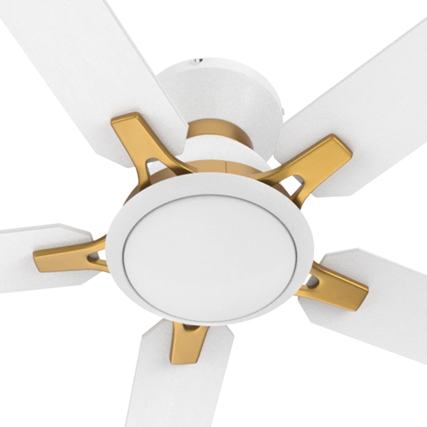 CEME 52' Smart Flush Mount Ceiling Fan with Lights and Remote, 5000 CFM Powerful Airflow, 10-Speed Quiet DC Motor, Works with Siri Alexa Google App, 1%-100% Dimmable LED, White Ceiling Fan for Bedroom
