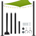 2 Pack 10Ft Shade Sail Poles, Heavy Duty Sun Shade Poles with D-Ring Clamps, Metal Post Pole Kit for Sun Shade Sail String Light Garden Yard Backyard Ground Grassland