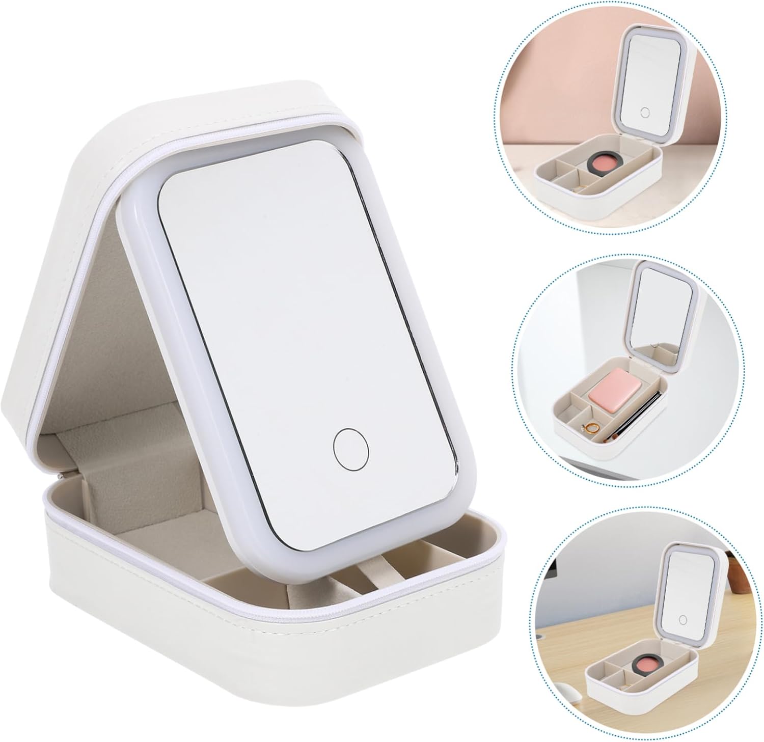 FOMIYES 5pcs Led Makeup Mirror Organizer Travel Cosmetic Case Magnifying Mirror Light Makeup Box Travel Organizer