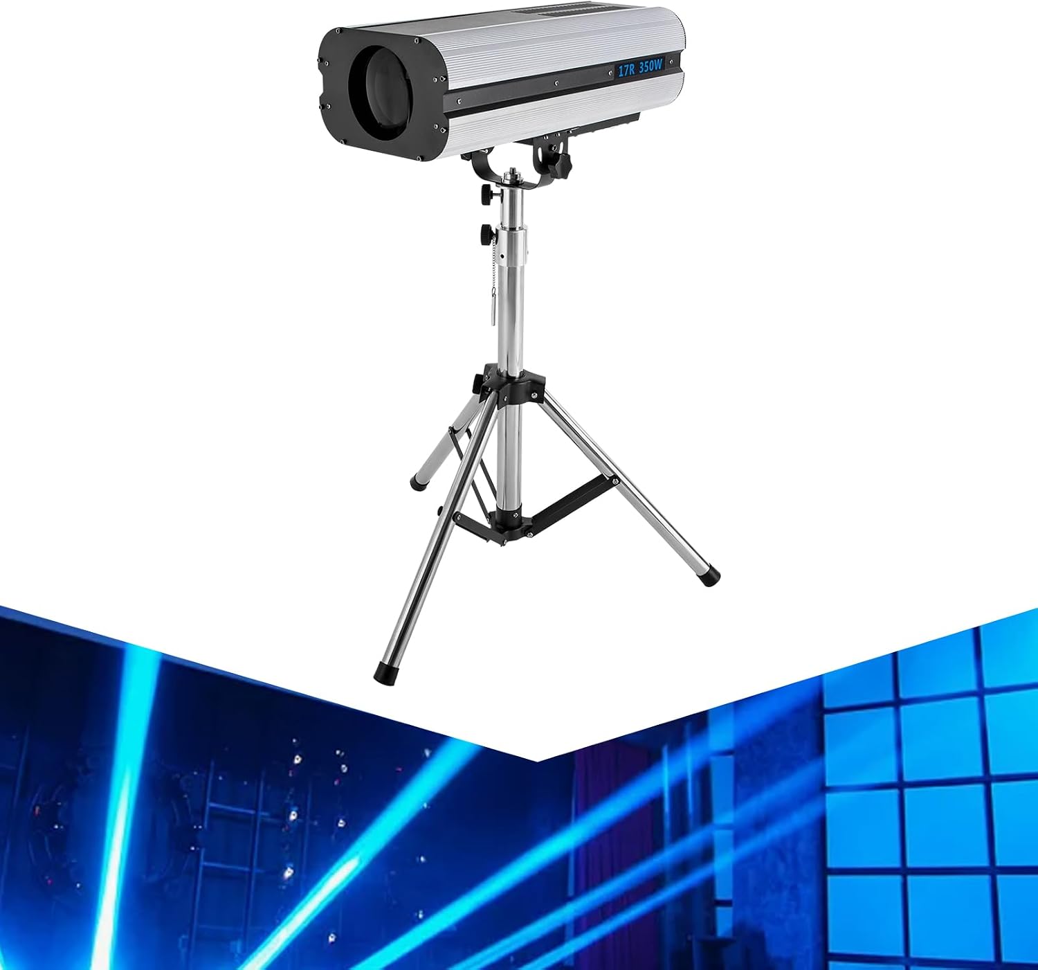 350W Stage Spotlight, LED Spotlight Follow Spot Light Manual Control Stage Light Adjustable Aperture DJ Wash Light with Stand, Professional Performance Lights for Party Disco Wedding