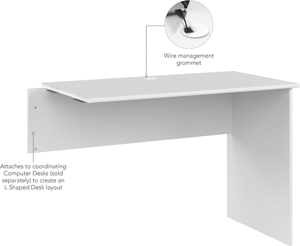 Bush Home Cabot 42W Shell Desk Return in White