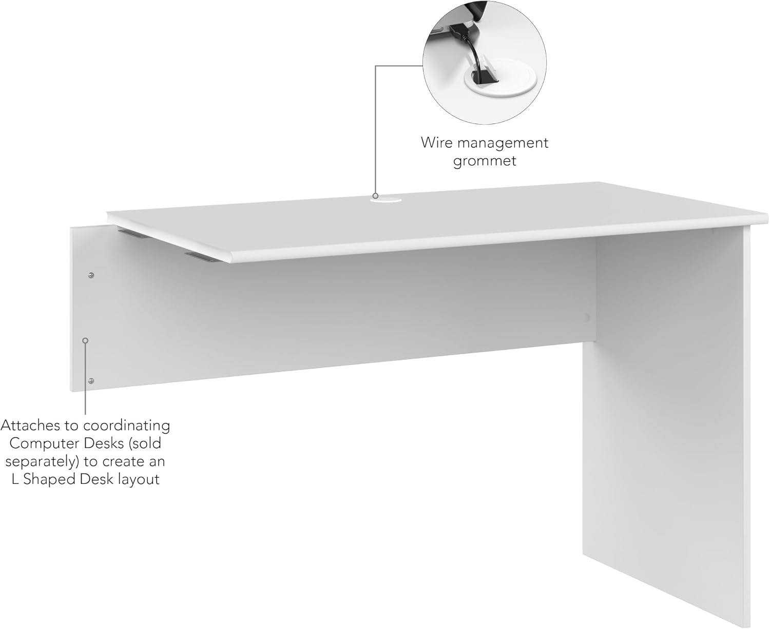 Bush Home Cabot 42W Shell Desk Return in White