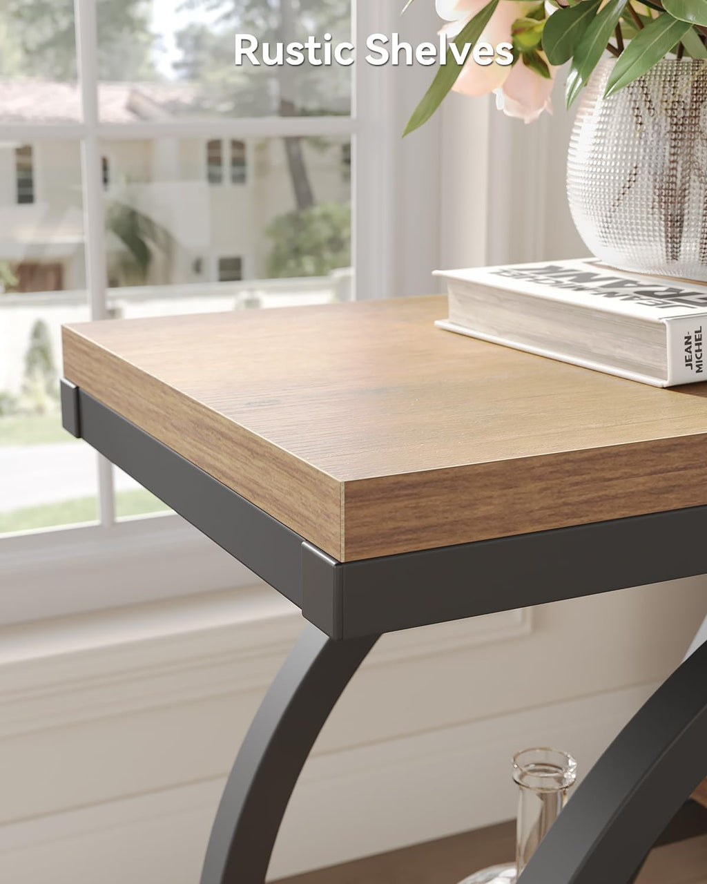 LITTLE TREE End Table, Set of 2 Narrow Side Table with 4-Tier Large Storage Space, Modern Bedside Table for Living Room, Home Office, Bedroom, Natural