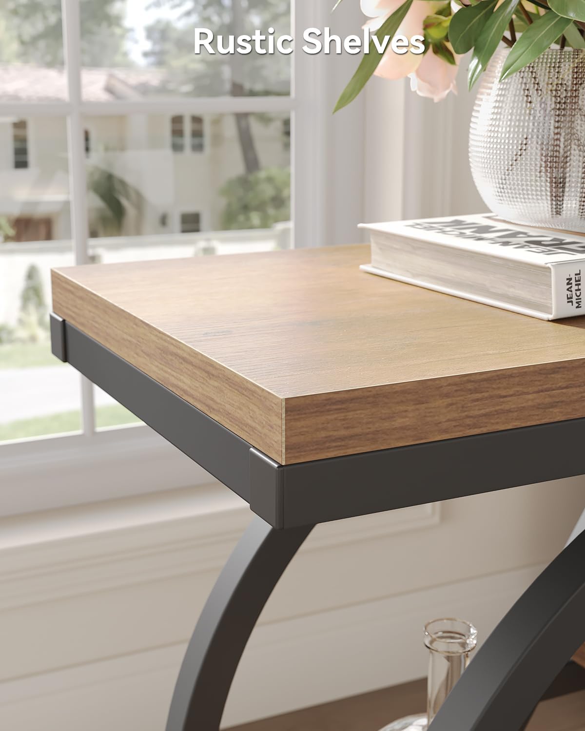 LITTLE TREE End Table, Set of 2 Narrow Side Table with 4-Tier Large Storage Space, Modern Bedside Table for Living Room, Home Office, Bedroom, Natural