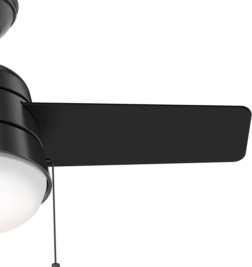 Hunter Fan 36 Inch Matte Black Indoor Ceiling Fan with Light and Pull Chain for Bedroom, Kitchen, Living Room (Renewed)