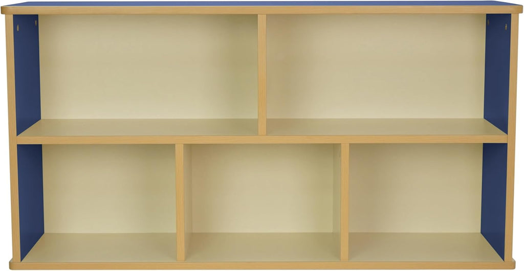FDP Laminate 5-Compartment Storage Cabinet 24 inch Height Organize Books, Toys, Games, Art Supplies, Durable, Sturdy Furniture for Home, Daycare, Preschool, Classroom - Almond/Blue, 13886-ALBL