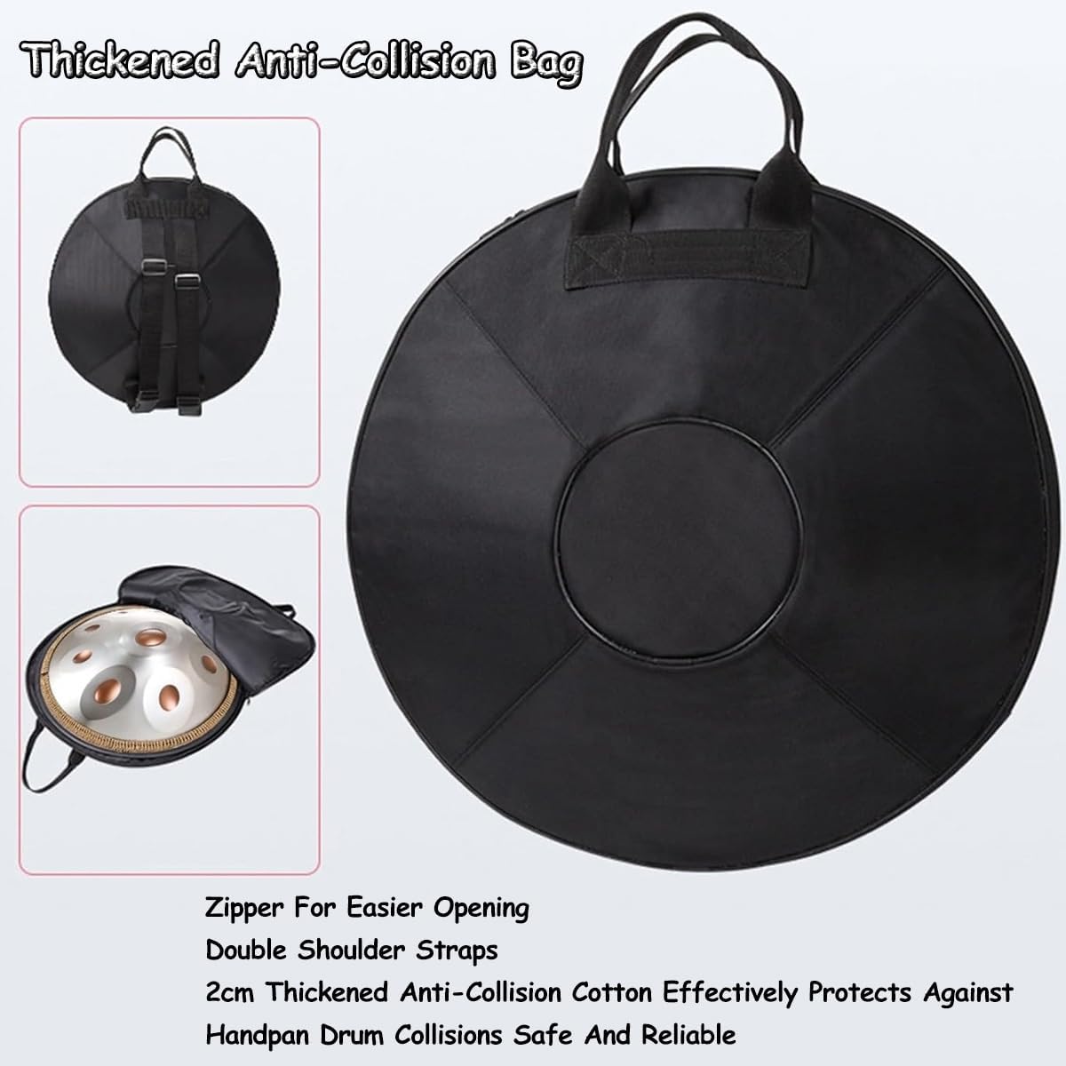 Hand Drum Instrument Percussion Steel Drums Kit W/Drum Mallets Note Stickers Carrying Case Stand 432HZ 22 Inches 9/10/12 Notes D Minor Kurd Handpan Sound Healing(Black,10)