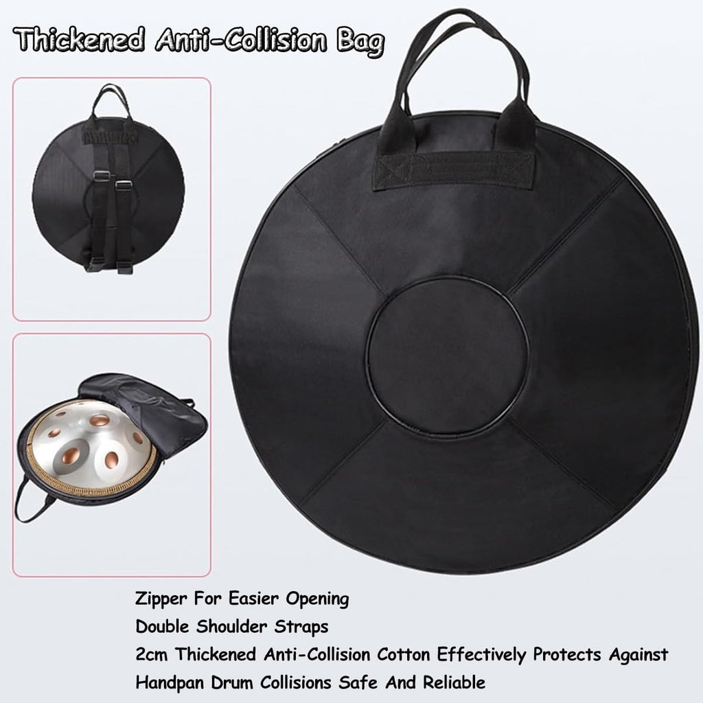 Hand Drum Instrument Percussion Steel Drums Kit W/Drum Mallets Note Stickers Carrying Case Stand 432HZ 22 Inches 9/10/12 Notes D Minor Kurd Handpan Sound Healing(Black,12)