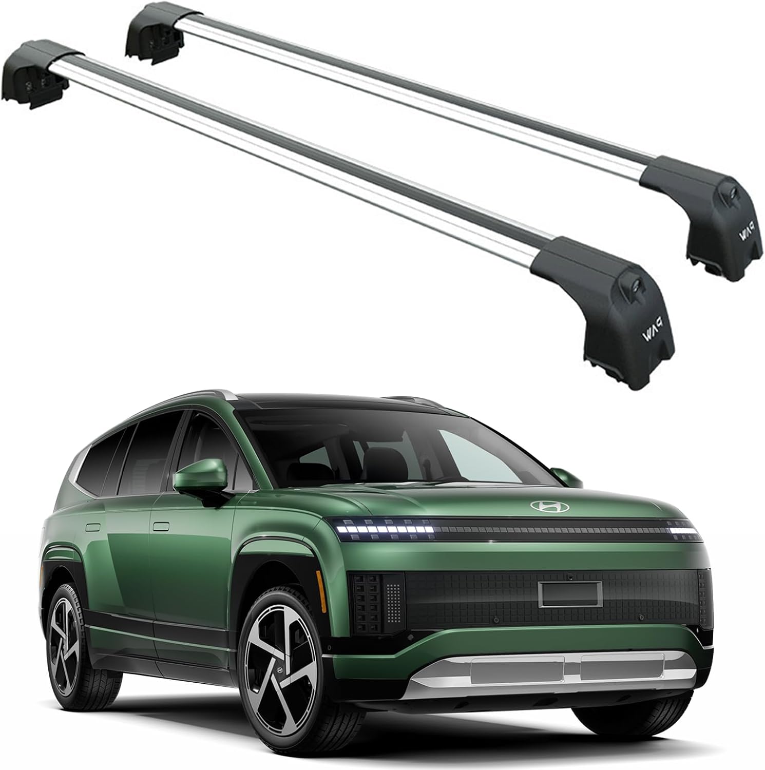 Roof Rack Cross Bars for Hyundai Ioniq 9 (2025–Up) – Fits Flush/Integrated Roof Rails, Rail-Clamp Mount, 330 lbs Capacity, Aluminum T-Slot Bars, Lockable, Heavy-Duty No-Drill Installation (Silver)