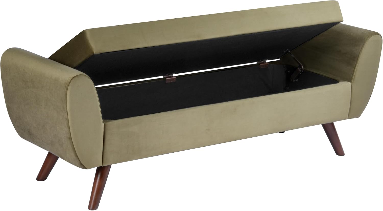 HomePop 60' Modern Storage Bench with Wood Legs - Light Sage Green Velvet