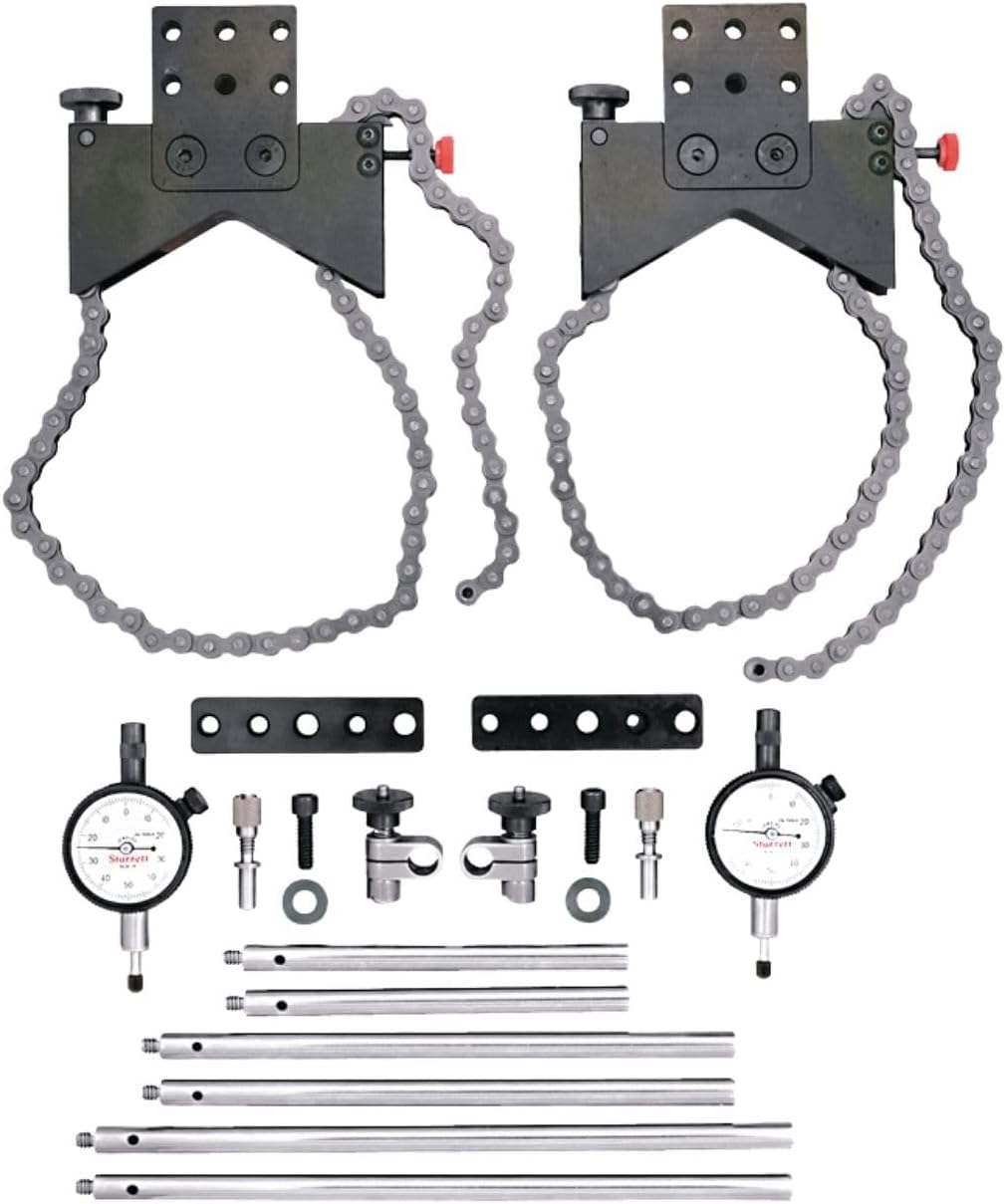Starrett Shaft Alignment Clamp Set - Includes 2 Chain Clamps, 2 Indicator, 2 Snugs, 2 Extension Plates, 3 Posts and a Case - 3/8' Diameter, 5', 7-7/16', and 9' Posts - S668DZ
