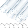 Sasylvia 6 Sets Dust Collection Clear PVC Pipe 4 x 36 Inches Long Rigid Clear Tube with Rigid Strap Clamp Heavy Duty Unbreakable Plastic Pipe Stainless Steel U Bracket for Dust Collection