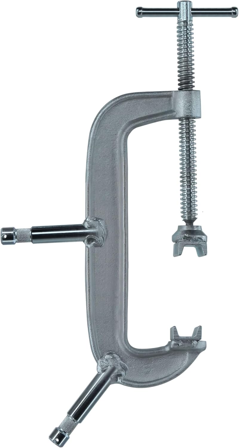 Matthews C-Clamps with Dual 5/8' Baby Pins or 1-1/8' Jr Receivers – Heavy-Duty Drop-Forged Steel Grip Clamps for Mounting Lights & Rigging – 4' to 12' Wide (10' with two 5/8' Pins)