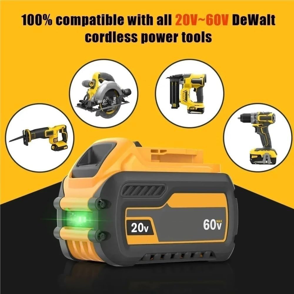 20V/60V Replacement Compatible with Dewalt Battery DCB606 DCB609 DCB612 Cordless Cutting Machine Reciprocating Saw Power Tools(1Pcs 12.0Ah)