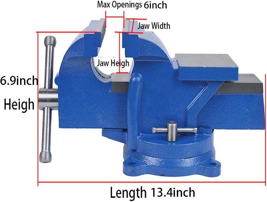 uyoyous 6-Inch Swivel Bench Vises,Heavy Duty Metal Milling Locking 360-Degree Swivel Work Bench Base 150mm Jaw Table Top Clamp Press Swivel Base