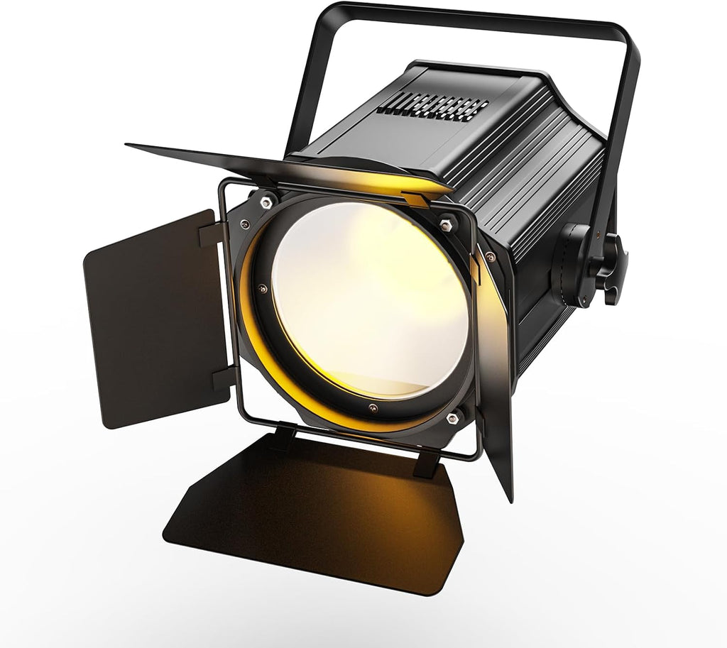 Stage Lights with Barn Doors, 200W COB LED Par Can Lights Spotlights, 2 in 1 Cool White & Warm White DMX512 Sound Activated Uplights for Events Parties Wedding Theater Church Concert Dance