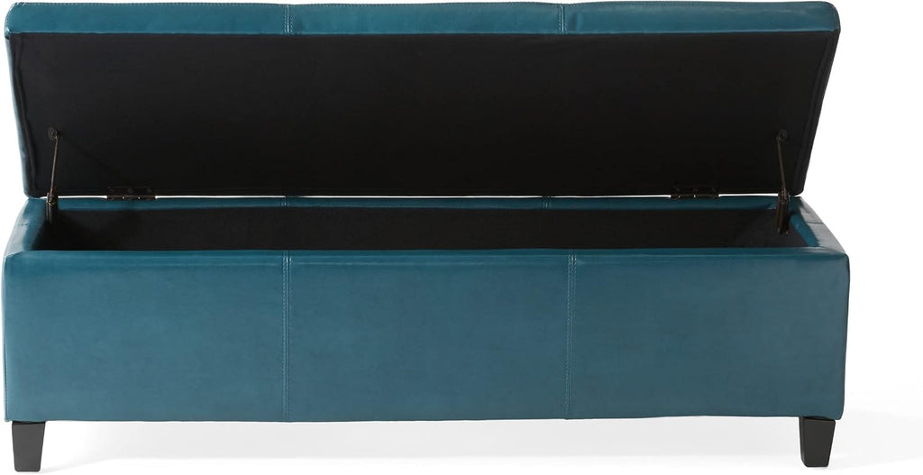 Christopher Knight Home Glouster PU Storage Ottoman, Teal 17. 50D x 51. 25W x 16. 25H