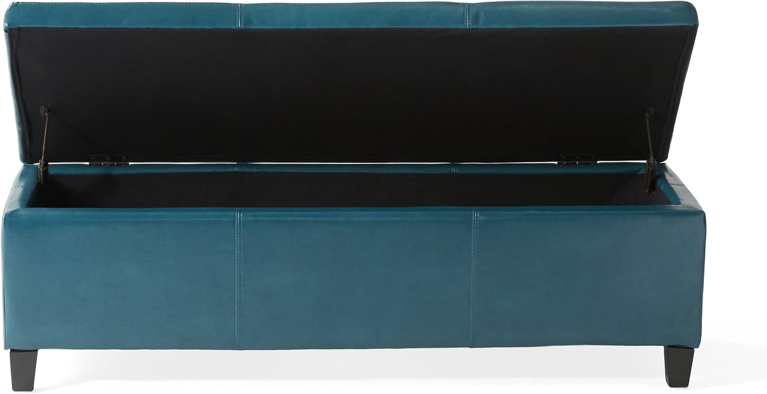 Christopher Knight Home Glouster PU Storage Ottoman, Teal 17. 50D x 51. 25W x 16. 25H