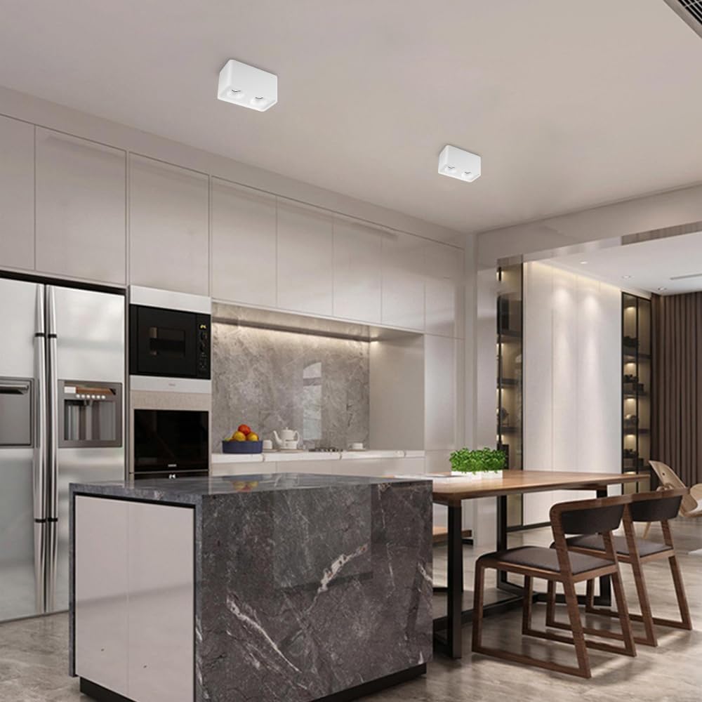 Led Spotlight 2-Way Square Flush Mount Lamp White Directio l Downlight Accent Spotlights Indoor for Kitchen Bedroom Living Room Hallway