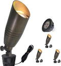 COLOER Die-cast Brass Low Voltage Spotlight,12V AC/DC Outdoor Landscape Lighting, Directional Garden Patio Spot Up Light (Bronze(102B), 4 Pack with Bulb)