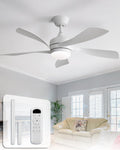 Sofucor 42 Inch Ceiling Fan with Lights and Remote, Indoor/Outdoor Ceiling Fan with Light 6-Speed 3 CCT 3-Timer, Low Profile White Ceiling Fan 5 Blade Quiet DC Motor for Bedroom Living Room Patio