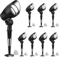 GOODSMANN Low Voltage Spot Light Landscape Lighting 8 PK 5W LED 6500K for Outdoor Lighting with Metal Spike and Connector Garden, Pathway, and Driveway 9121-16102-08A