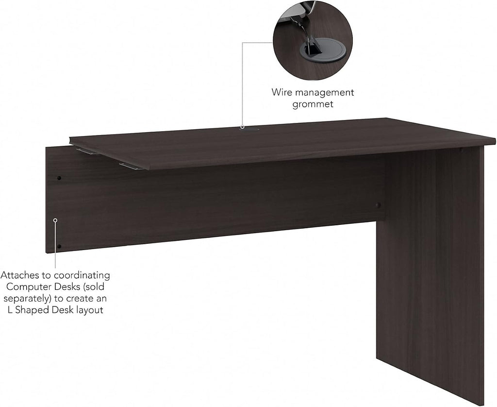 Bush Furniture Cabot 42W Shell Desk Return in Heather Gray