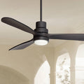 Casa Vieja 52' Delta DC Modern Indoor Outdoor Ceiling Fan 3 Blade CCT LED Light Remote Control Matte Black Finish Wood Blades Bedroom Living Room Kitchen Garage Dining DC Motor Decorative Dimmable