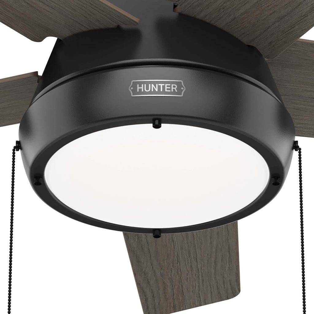 Hunter 44 inch Burroughs Matte Silver Ceiling Fan with LED Light Kit and Pull Chain