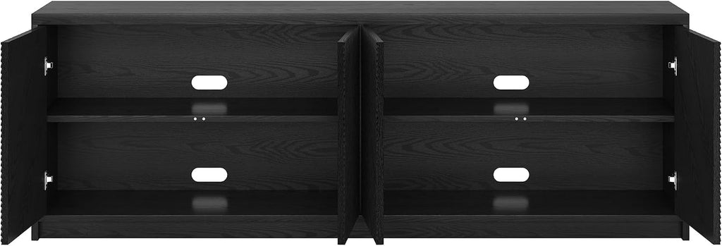 Henn&Hart Rectangular TV Stand for TV's up to 78' in Natural Black, for Home, Living Room, Bedroom, Entertainment Room, Office