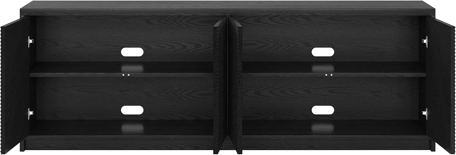 Henn&Hart Rectangular TV Stand for TV's up to 78' in Natural Black, for Home, Living Room, Bedroom, Entertainment Room, Office