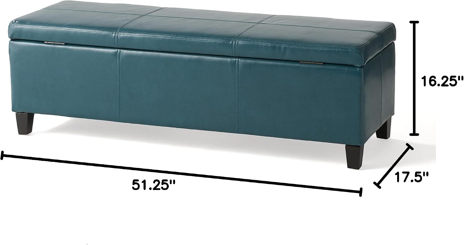 Christopher Knight Home Glouster PU Storage Ottoman, Teal 17. 50D x 51. 25W x 16. 25H