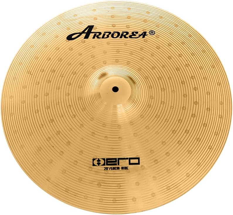 Arborea Cymbal Pack for Drum 8 pcs Super Polishing Cymbals Set Brilliant Gold Hero Series Include 14'Hihats 16'Crash 18'Crash 20'Ride Bonus 10' Splash 16'Ozone Stacker 18' China Cymbal Free Cymbal Bag