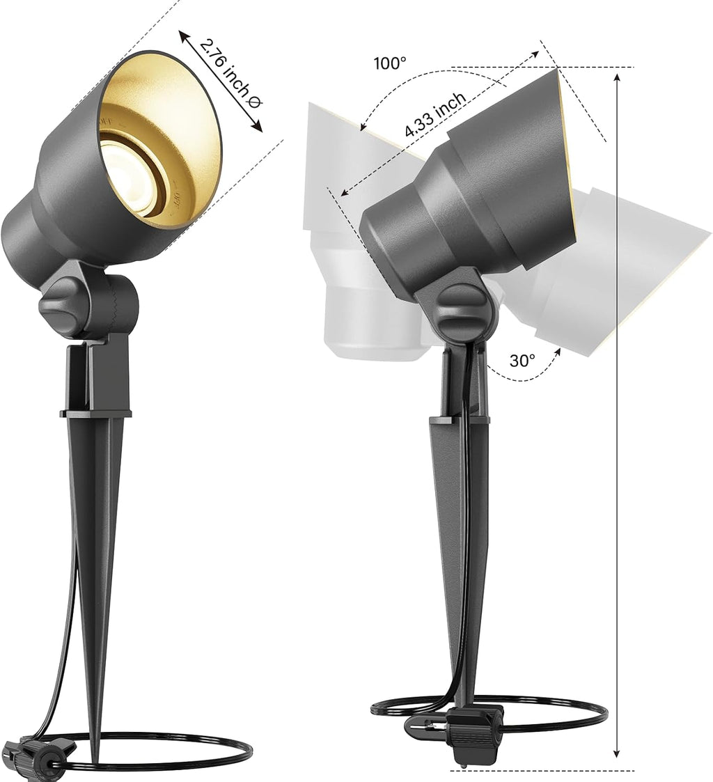 VENUS MANUFACTURING 12V Low Voltage Landscape Spotlights - 3W LED Outdoor Landscape Lighting, 200Lumen 3000K Warm White Metal Path Lights for Garden, Trees, Flag, Weather Resistant (24-Pack)