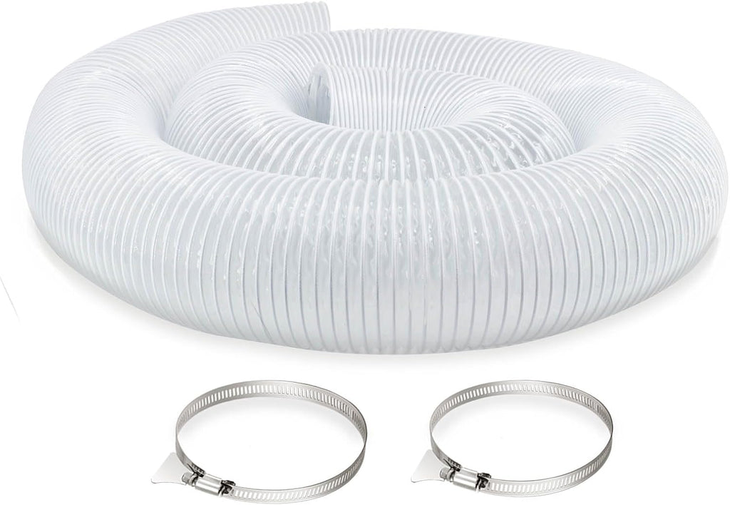 JUYO VONSAN 8 Inches Dust Collection Hose 10ft Flex Heavy Duty 8 In Clear PVC Dust Debris Collector Hose With Connector and Clamps (8'' X 10ft)
