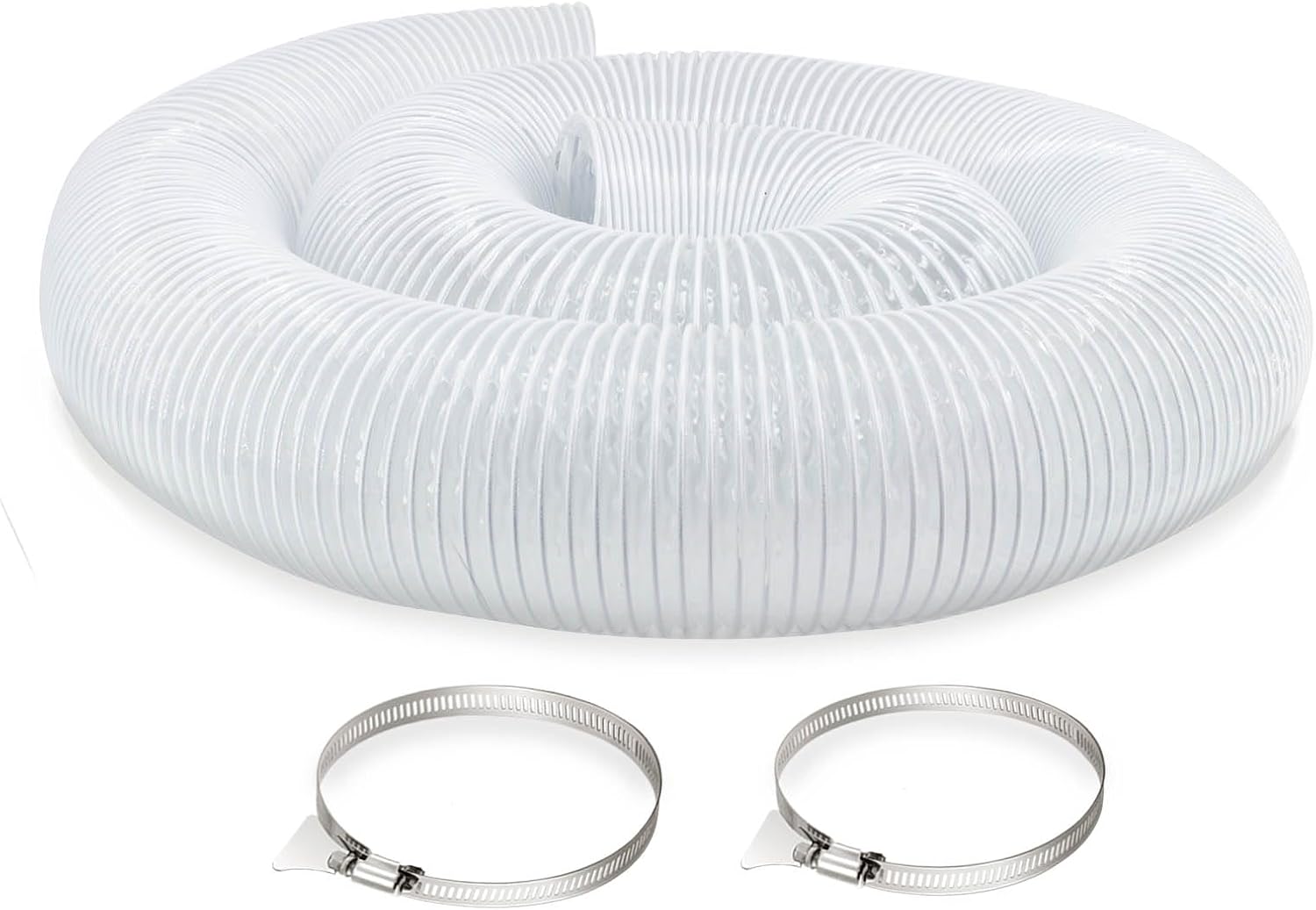 JUYO VONSAN 8 Inches Dust Collection Hose 10ft Flex Heavy Duty 8 In Clear PVC Dust Debris Collector Hose With Connector and Clamps (8'' X 10ft)