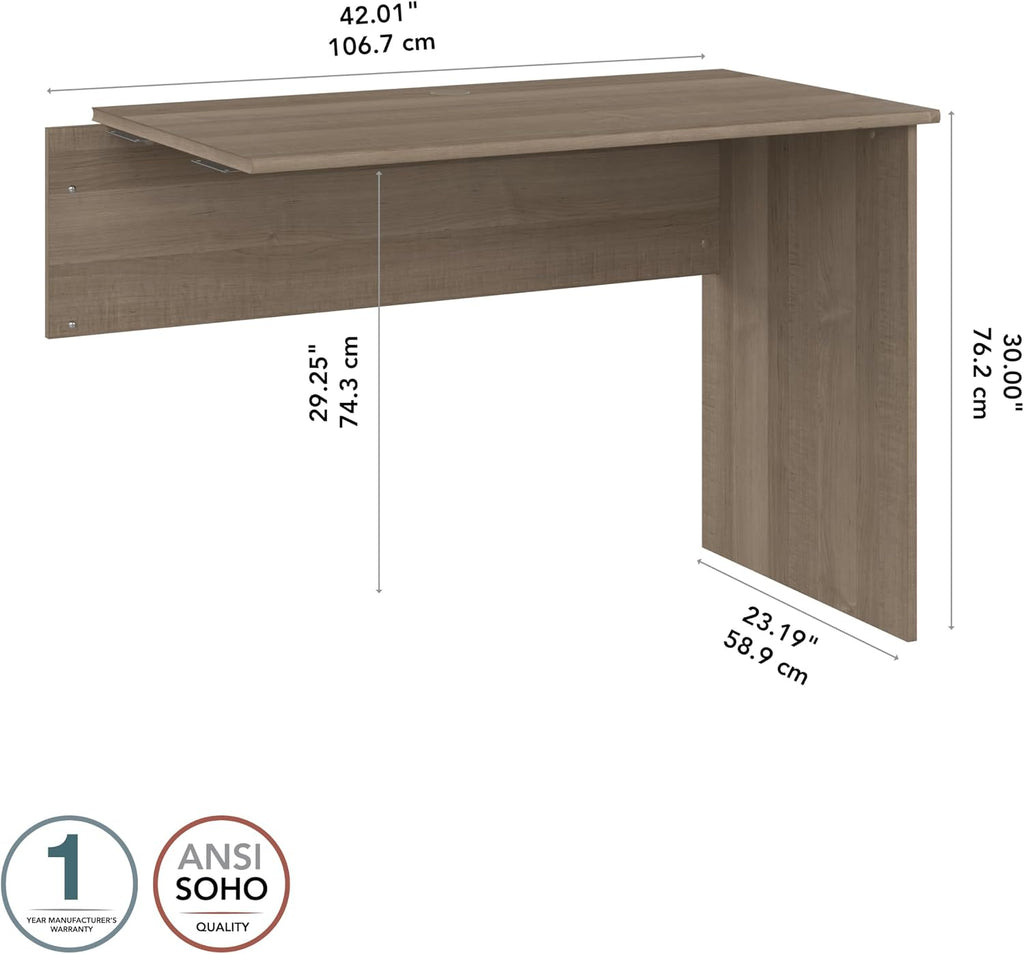 Bush Home Cabot 42W Shell Desk Return in Ash Gray