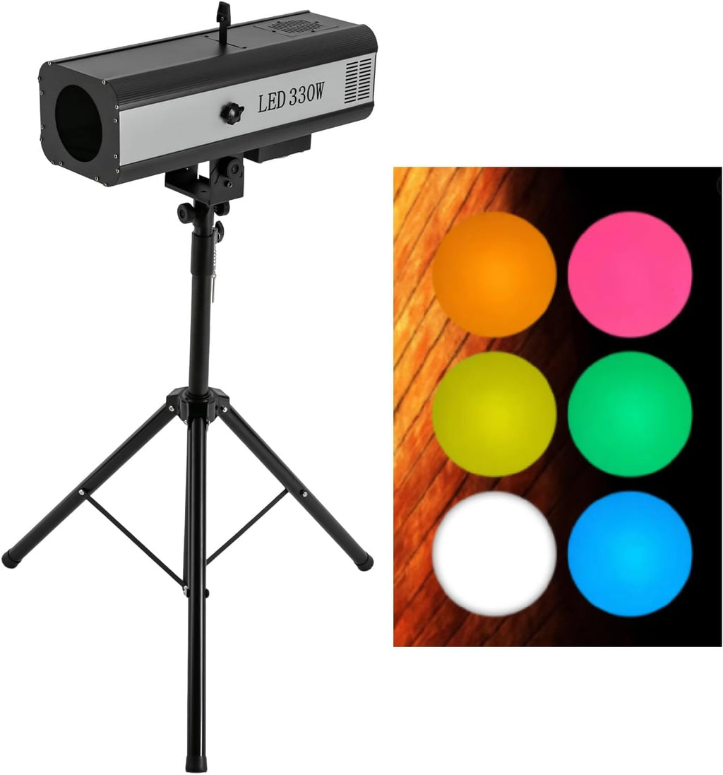 CNCEST 330W LED Stage Spotlight LED Follow Spotlight with Stand for Party Disco Wedding,Adjustable Aperture,3.94-5.1FT Height (330, Watts)