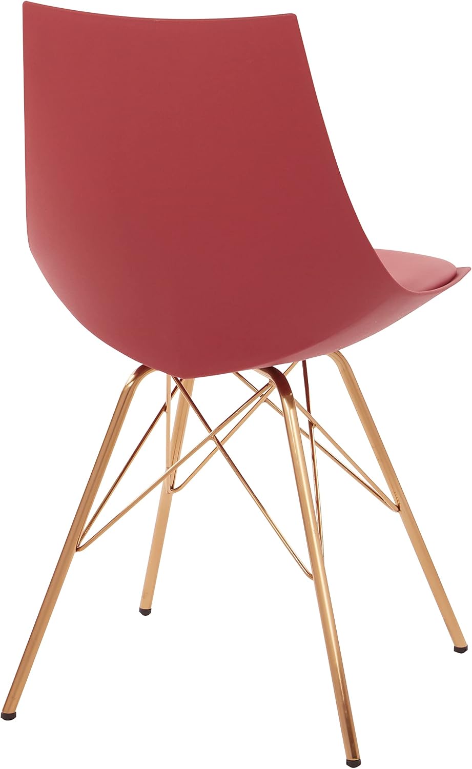 OSP Home Furnishings Oakley Mid-Century Modern Bucket Dining Chair with Faux Leather Padded Seat, Desert Rose