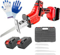 Cordless Reciprocating Saw, Portable Meat Saw,Large Capacity Battery Power Supply/Led Lighting,2 X 6.0ah Battery,Blades Kit for Wood/Metal/PVC Cutting,With12 Gloves
