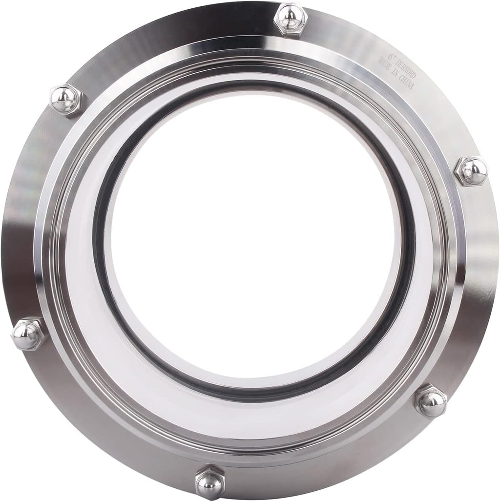 DERNORD In-Line Sight Glass with Clamp End,Flow Sanitary Straight Sight Glass SUS316 6 Inch Tri Clamp Type (Flow Pipe OD 152MM)
