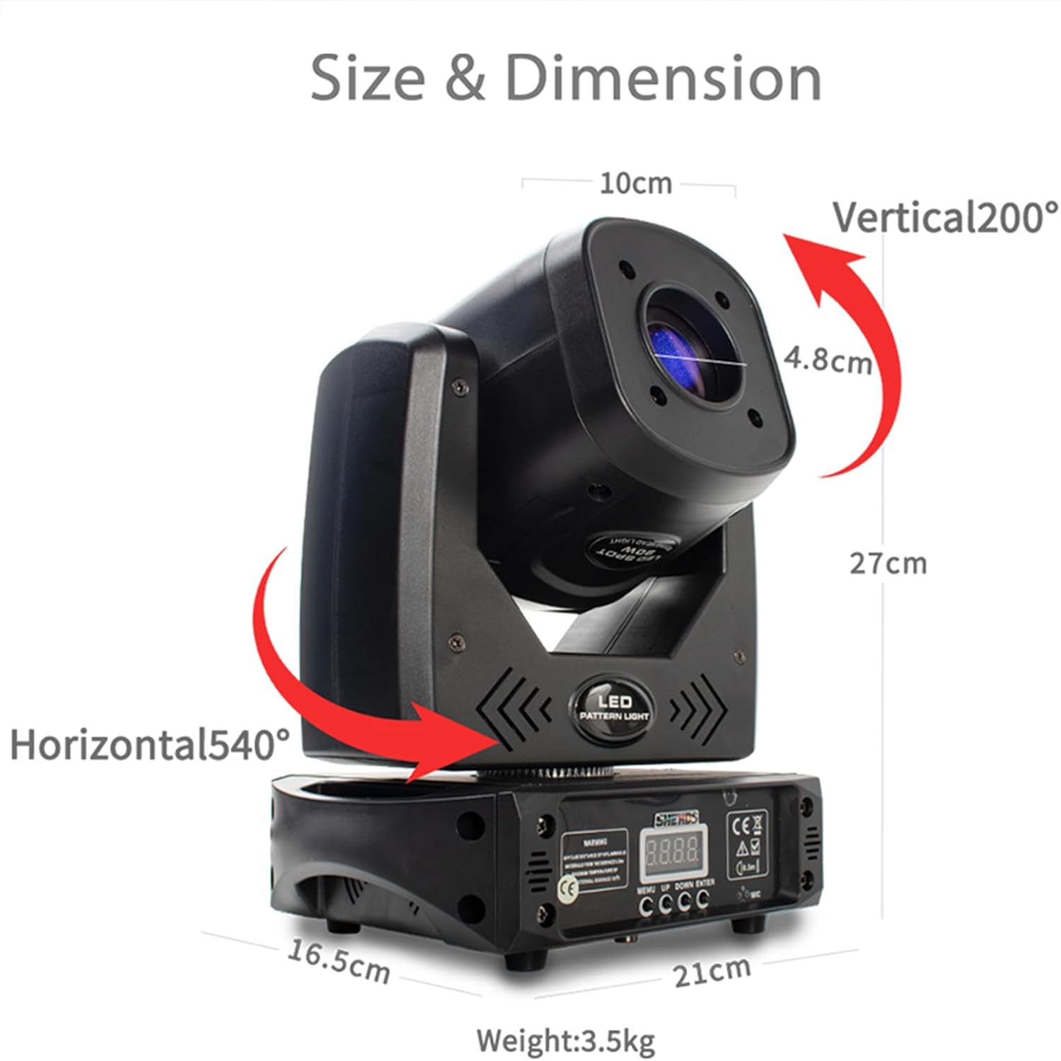 SHEHDS Moving Head Light LED 80W Spotlights with 8 Colors 8 Gobos DJ Lights 3-Facet Rotatable Prism Electronic Focus Sound Activated DMX Control Stage Light for Holiday Disco Club Party Wedding